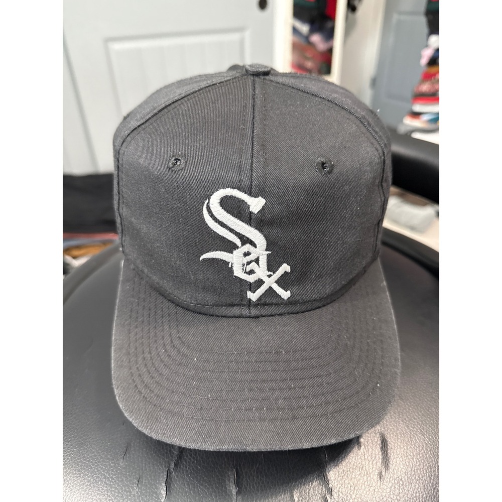 Vintage Logo 7 Chicago White Sox Snapback Hat Black MLB Baseball Cap OSFM